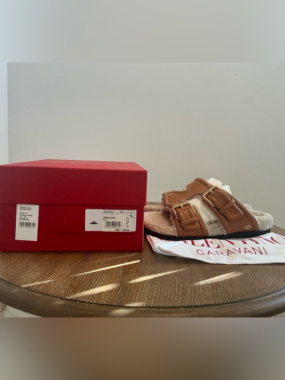 Valentino Garavani Women's Flip-Flops And Wooden Shoes, Leather, Brown/Almond - Picture 7 of 7